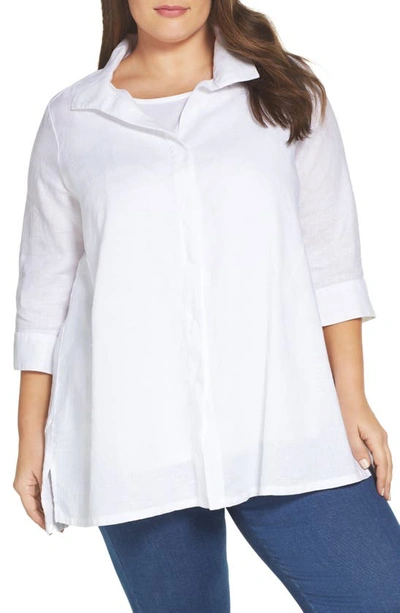 Foxcroft Skye Linen Tunic Shirt In White