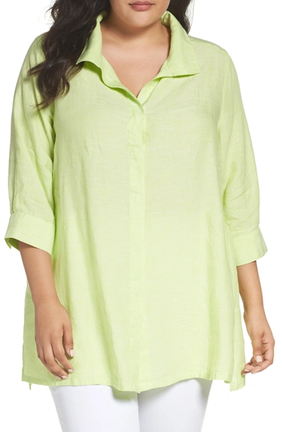 Foxcroft Linen Chambray Tunic In Key Lime