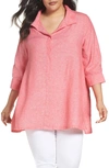 Foxcroft Linen Chambray Tunic In Hibiscus