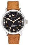 Shinola 'runwell' Leather Strap Watch, 41mm In Natural/ Rose Gold/ Silver