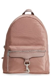 Rebecca Minkoff Always On Nylon M.a.b. Leather Backpack In Vintage Pink/silver