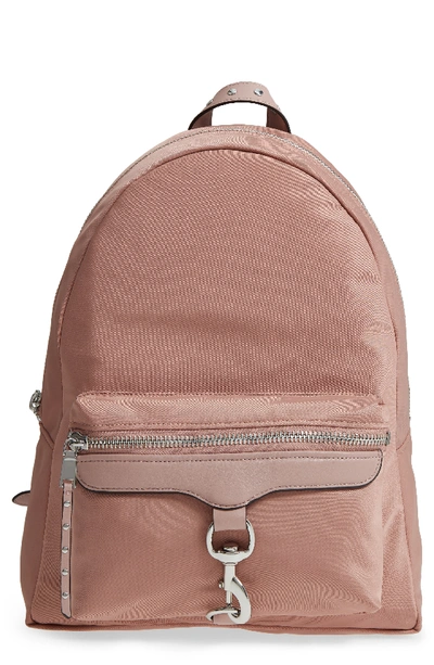 Rebecca Minkoff Always On Nylon M.a.b. Leather Backpack In Vintage Pink/silver