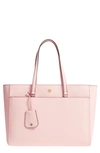 Tory Burch Robinson Leather Tote - Pink In Pale Apricot / Royal Navy