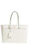 Tory Burch Robinson Leather Tote - White In Birch / Shell Pink
