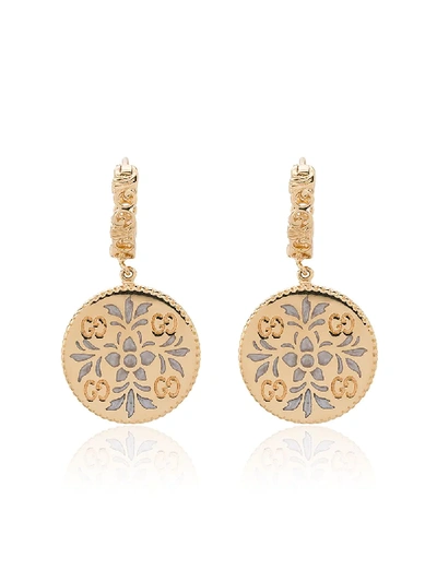 Gucci Gold And Enamel Icon Floral Earrings In Metallic