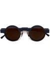 Kuboraum Gold-tone Detail Round Sunglasses - Black