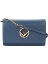 Fendi Blue Logo Leather Wallet Bag