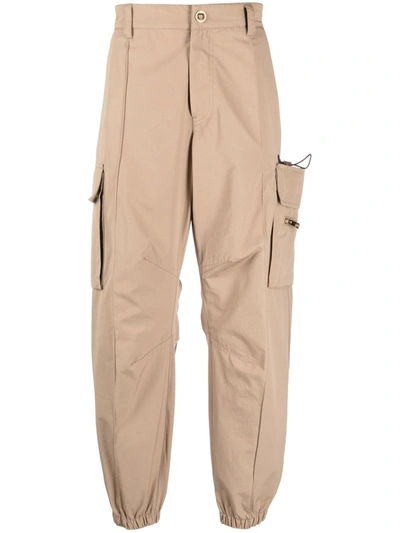 Versace Medusa Cotton Cargo Pants In Beige