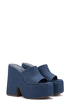 Larroude Women's Wanda Slip On Platform Slide Sandals In Blue