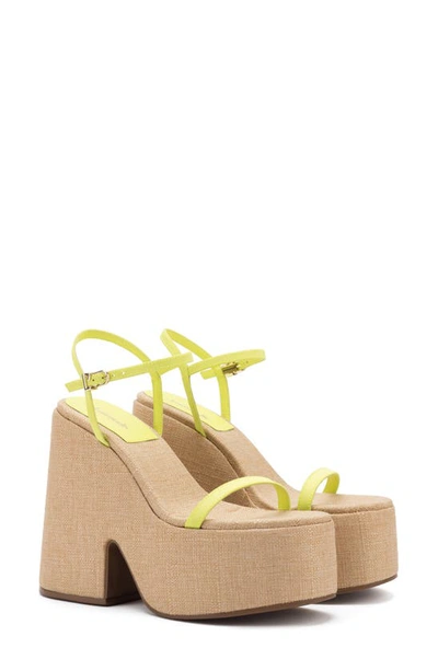 Larroude Women's Wanda Ankle Strap Platform Sandals In Lemon