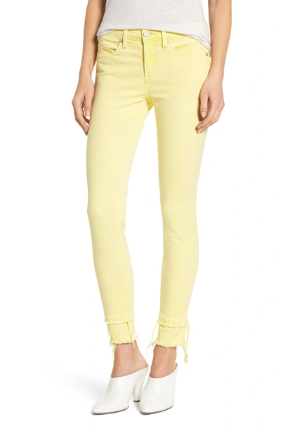 Blanknyc The Reade Classic Crop Raw Edge Double Hem Jeans In Sunny Spot Yellow
