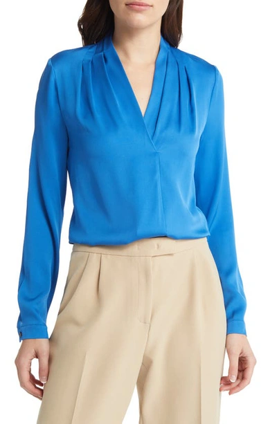 Kobi Halperin Nellie Silk-blend Pleated Blouse In Admiral