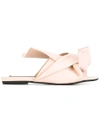 N°21 Satin Flat Bow Mules In Neutrals