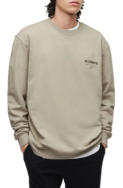 Allsaints Underground Logo Crewneck Sweatshirt In Frosted Taupe