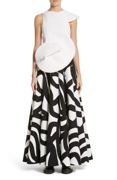 Junya Watanabe Swirl Skirt In White/ Black