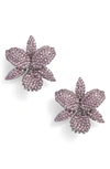 Nina Large Orchid Swarovski Crystal Stud Earrings In Black/ Light Amethyst
