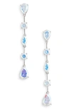 Nina Cubic Zirconia Linear Drop Earrings In Silver/ Light Crystal