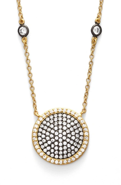 Freida Rothman 'metropolitan' Pave Pendant Necklace In Gold/ Gunmetal/ Clear