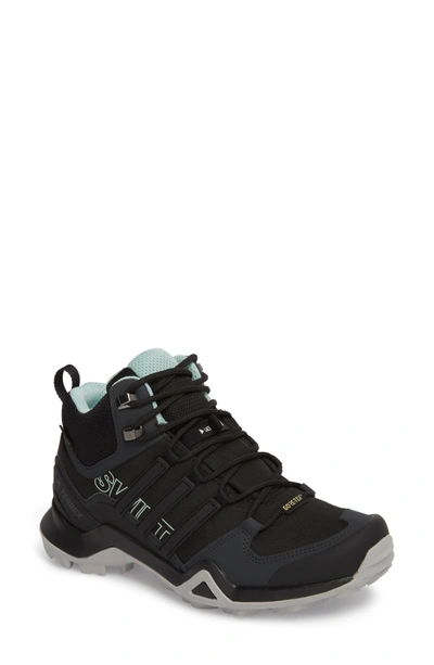 Adidas Originals Terrex Swift R2 Mid Gore-tex Hiking Boot In Black/ Black/ Ash Green