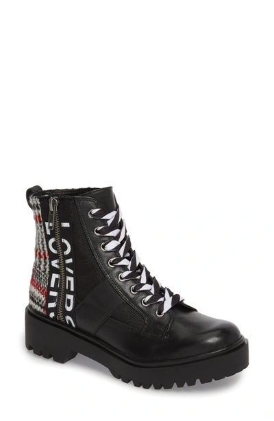 Steve Madden Lennox Combat Boot In Black Multi