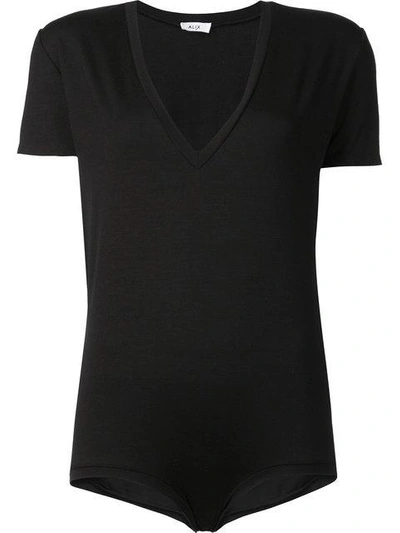 Alix V-neck Short Sleeved Bodysuit - Black