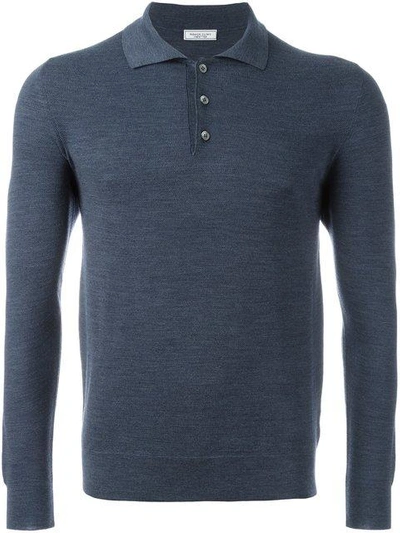 Fashion Clinic Lonsleeved Polo Shirt In Blue