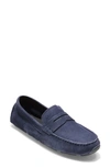 Cole Haan Rodeo Penny Driving Loafer In Marine Blue Nubuck