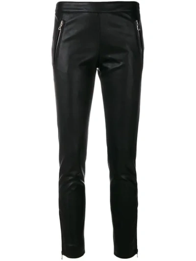 Moschino Faux-leather Zip Detail Trousers In Black