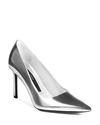 Via Spiga Women's Nikole Leather Pointed Toe High-heel Pumps In Silver Leather