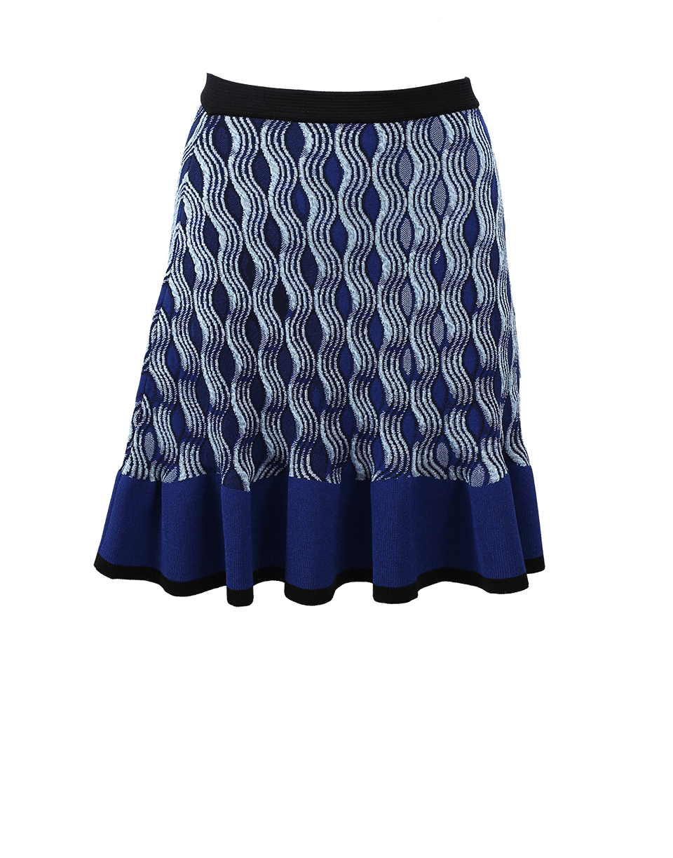 Mary Katrantzou Wave-knit Ruffle-hem Mini Skirt, Navy | ModeSens