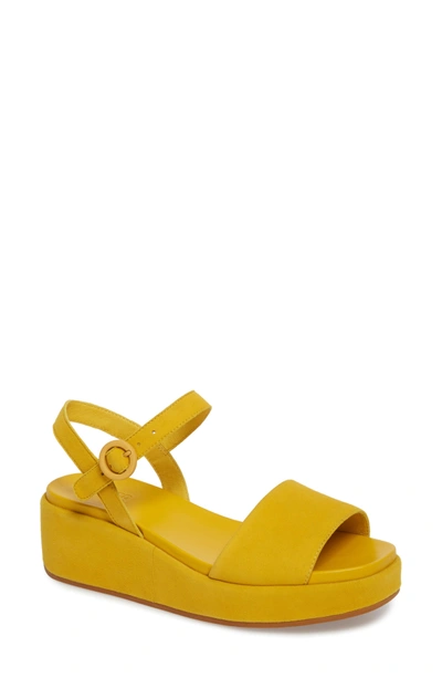 Camper Misia Platform Wedge Sandal In Medium Yellow Suede