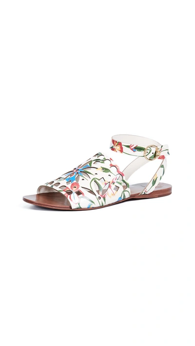 Tory Burch May Printed Floral Ankle Strap Sandal In Painted Iris