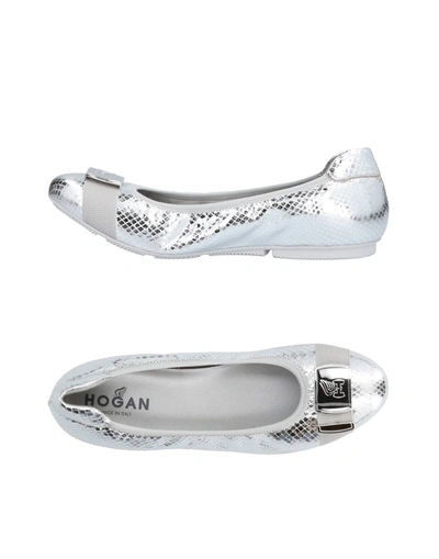 Hogan Ballet Flats In Silver