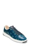 Navy Floral Leather