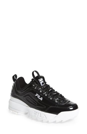 black patent fila disruptor