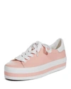Alice And Olivia Ezra Lace-up Platform Sneakers In Perfect Pink / Pure White