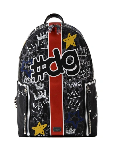 Dolce & Gabbana Black '#dg 'paint Detail Backpack In Multicolor