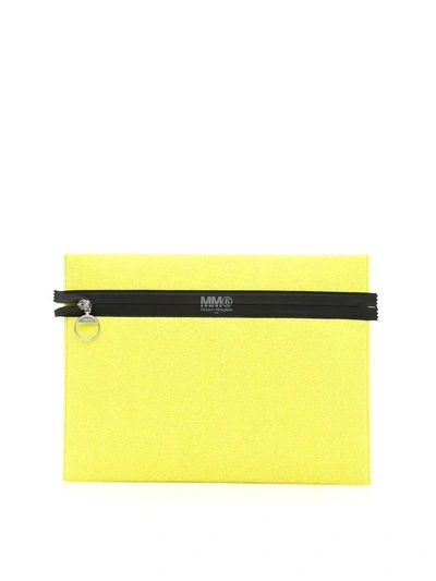 Mm6 Maison Margiela Sponge Clutch In Yellow Fluogiallo