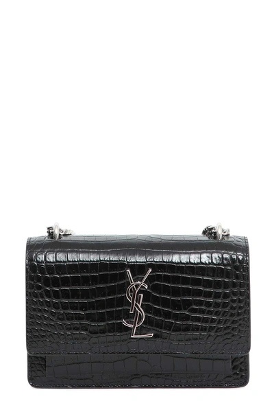 Saint Laurent Monogram Sunset Mini Shoulder Bag In Nero