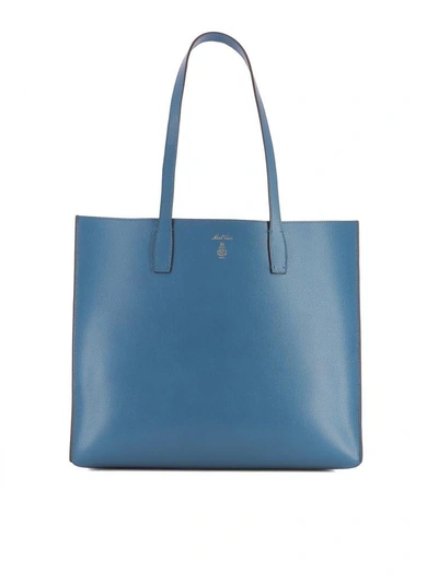 Mark Cross Blue Leather Shoulder Bag In Light Blue