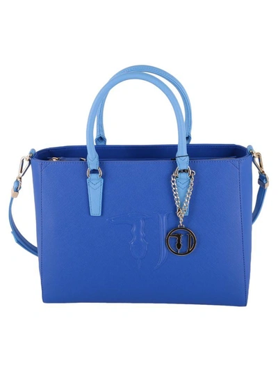 Trussardi Ischia Faux Leather Bag In Blue
