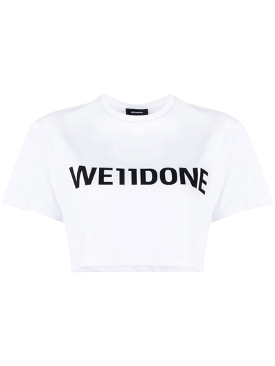 We11 Done Logo-print Cropped T-shirt In White