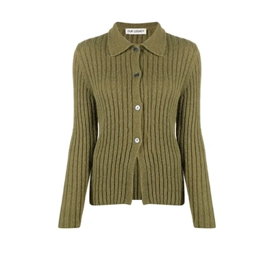 Our Legacy Fine Buttoned Ribbed Cardigan In Green | ModeSens