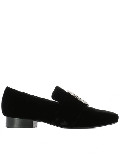 Dorateymur Black Velvet Loafers In Nero