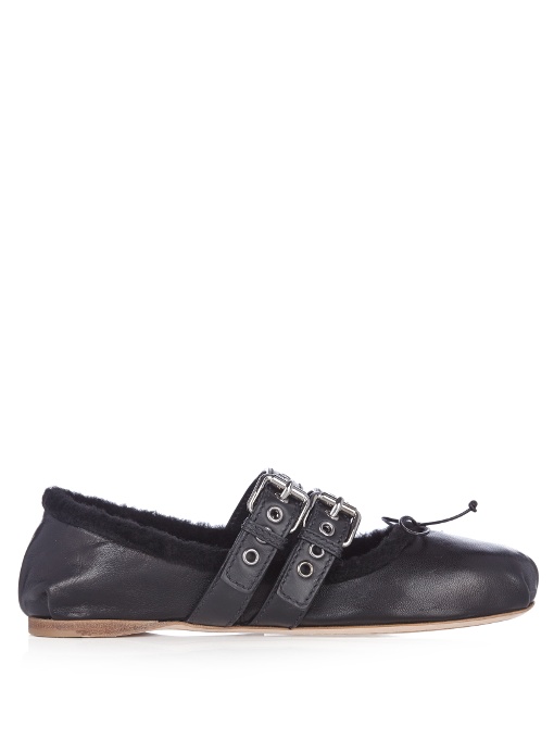 miu miu leather ballet flats