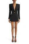 Balmain Tailored Long Sleeve Wool Blazer Minidress In Black