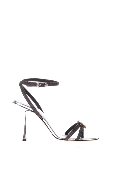 Dolce & Gabbana Black And Silver Keira Sandals In Black-silver