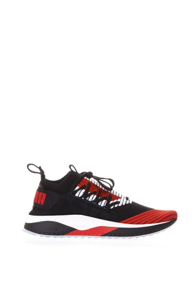 Puma Tsugi Jun Black & Red Sneakers In Black-red