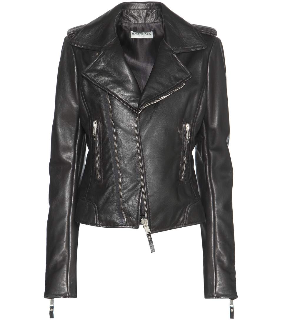 Balenciaga Leather Biker Jacket In Eoir | ModeSens