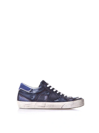 Philippe Model Bercy Blu Leather Sneakers In Basic